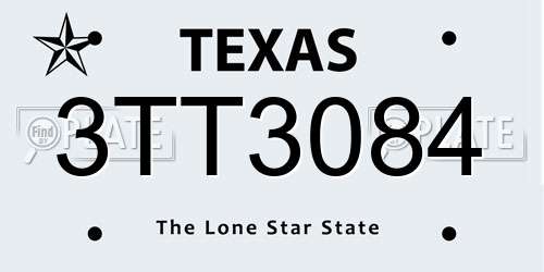 3TT3084 Texas License Plate