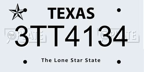 3TT4134 Texas License Plate