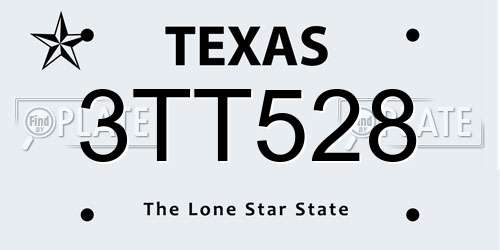 3TT528 Texas License Plate