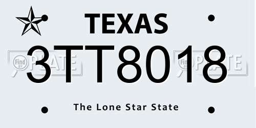 3TT8018 Texas License Plate