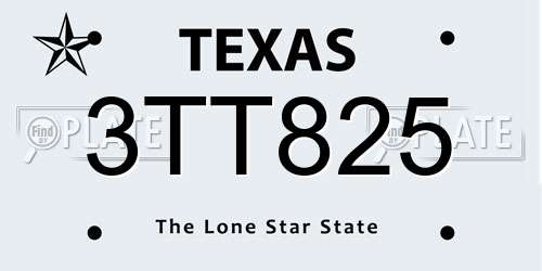 3TT825 Texas License Plate