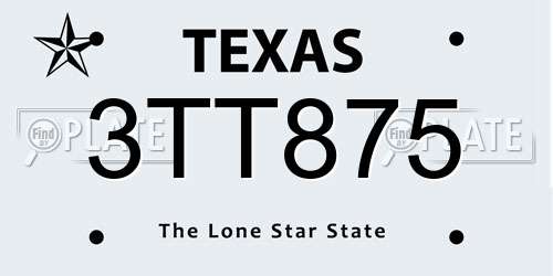 3TT875 Texas License Plate
