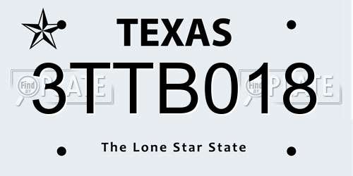 3TTB018 Texas License Plate