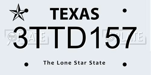 3TTD157 Texas License Plate