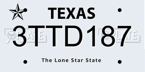 3TTD187 Texas License Plate