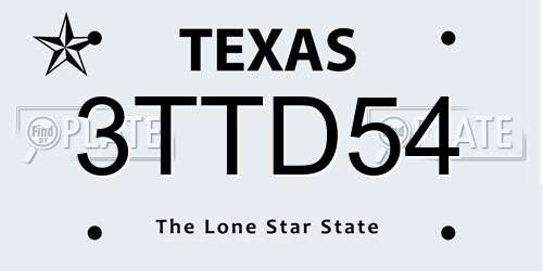3TTD54 Texas License Plate
