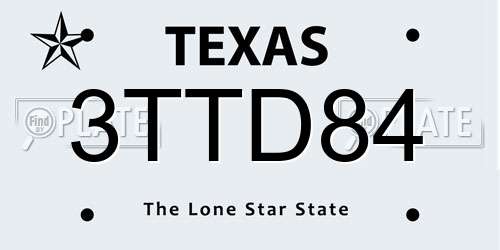 3TTD84 Texas License Plate