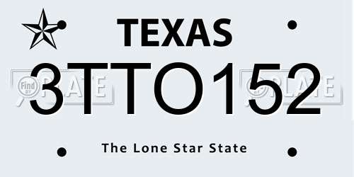 3TTO152 Texas License Plate