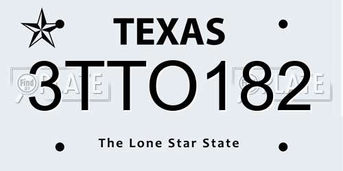 3TTO182 Texas License Plate