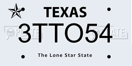 3TTO54 Texas License Plate