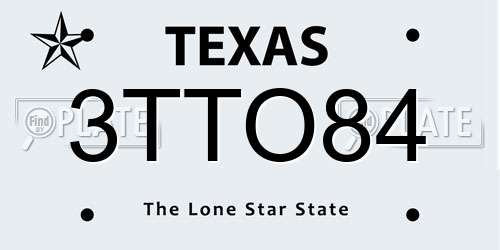 3TTO84 Texas License Plate