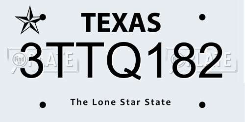 3TTQ182 Texas License Plate