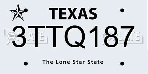 3TTQ187 Texas License Plate