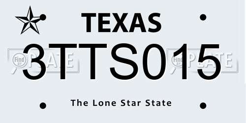 3TTS015 Texas License Plate