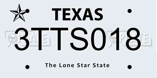 3TTS018 Texas License Plate