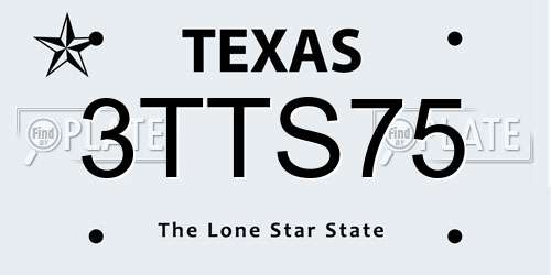 3TTS75 Texas License Plate