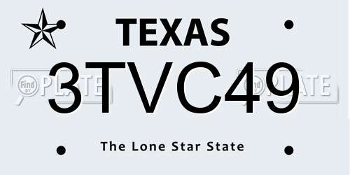3TVC49 Texas License Plate