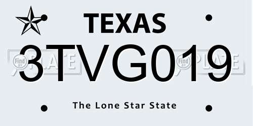 3TVG019 Texas License Plate