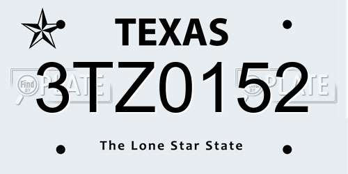3TZ0152 Texas License Plate