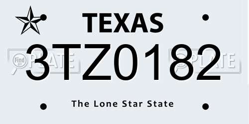 3TZ0182 Texas License Plate
