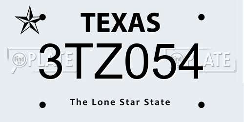 3TZ054 Texas License Plate