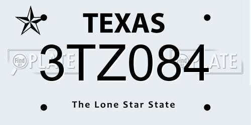 3TZ084 Texas License Plate