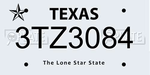 3TZ3084 Texas License Plate