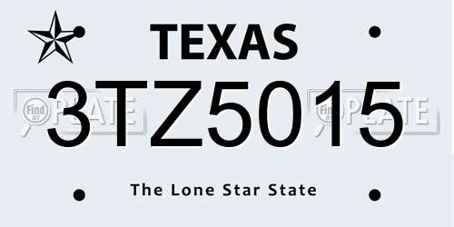3TZ5015 Texas License Plate
