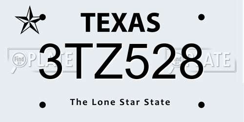 3TZ528 Texas License Plate