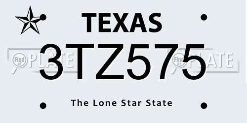 3TZ575 Texas License Plate