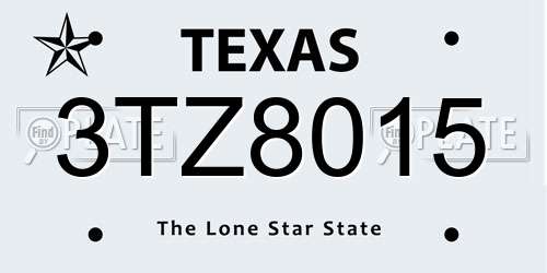 3TZ8015 Texas License Plate