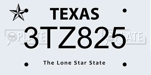3TZ825 Texas License Plate