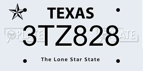 3TZ828 Texas License Plate