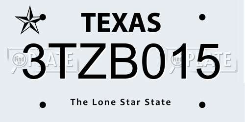 3TZB015 Texas License Plate