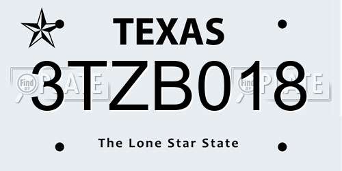 3TZB018 Texas License Plate