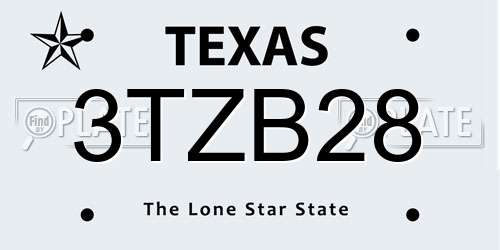 3TZB28 Texas License Plate