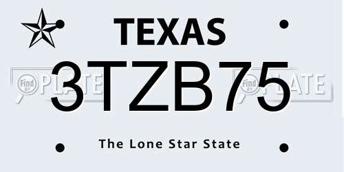 3TZB75 Texas License Plate