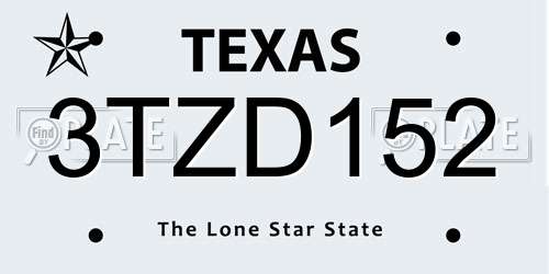 3TZD152 Texas License Plate