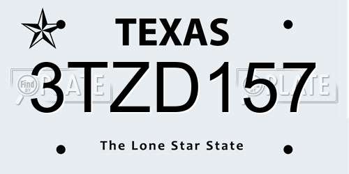 3TZD157 Texas License Plate