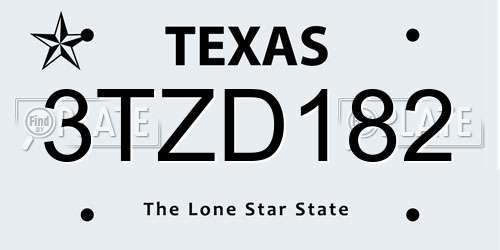 3TZD182 Texas License Plate
