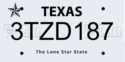 3TZD187 Texas License Plate