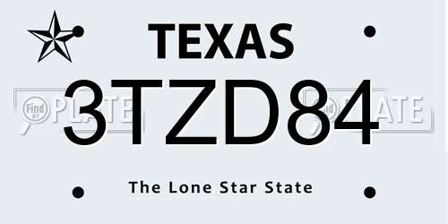 3TZD84 Texas License Plate