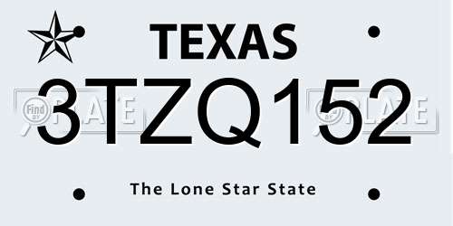 3TZQ152 Texas License Plate