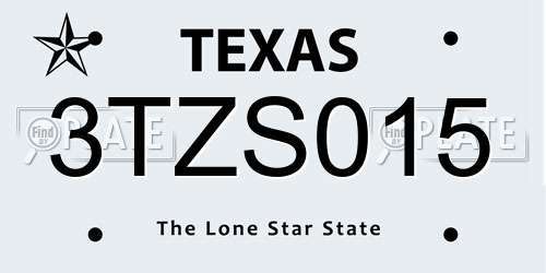 3TZS015 Texas License Plate