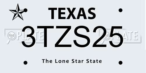 3TZS25 Texas License Plate