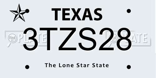 3TZS28 Texas License Plate