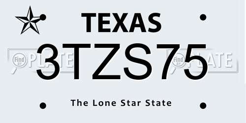 3TZS75 Texas License Plate