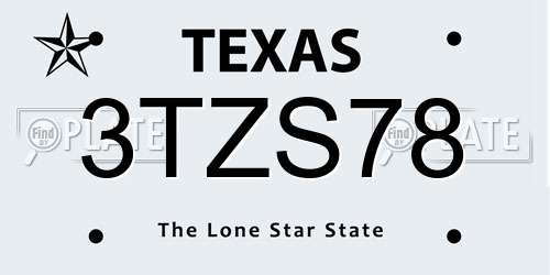 3TZS78 Texas License Plate