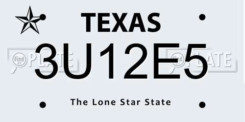 3U12E5 Texas License Plate