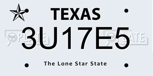 3U17E5 Texas License Plate